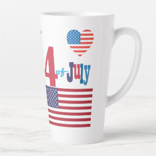 4. Juli American USA Flag Herz Flag Fireworks Milchtasse