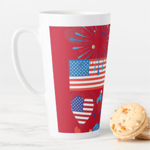 4. Juli American USA Flag Herz Flag Fireworks Milchtasse