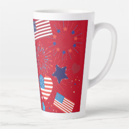 4. Juli American USA Flag Herz Flag Fireworks Milchtasse