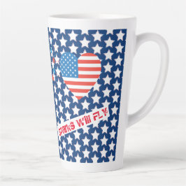 4. Juli American USA Flag Herz Flag Fireworks Milchtasse