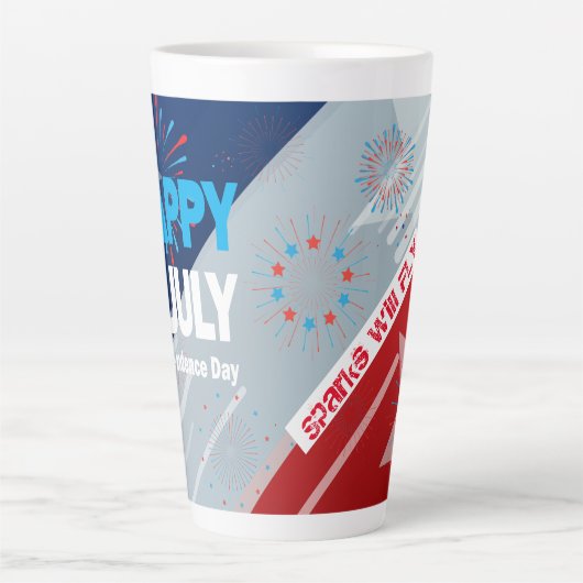 4. Juli American USA Flag Herz Flag Fireworks Milchtasse (Vorderseite)