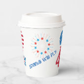 4. Juli American USA Flag Herz Flag Fireworks Pappbecher (Links)