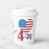 4. Juli American USA Flag Herz Flag Fireworks Pappbecher (Rückseite)