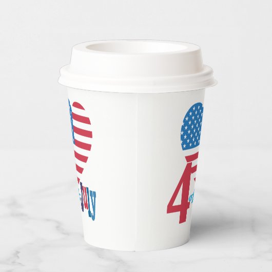 4. Juli American USA Flag Herz Flag Fireworks Pappbecher (Rechts)