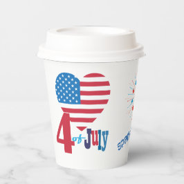 4. Juli American USA Flag Herz Flag Fireworks Pappbecher