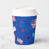 4. Juli American USA Flag Herz Flag Fireworks Pappbecher (Links)