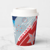 4. Juli American USA Flag Herz Flag Fireworks Pappbecher (Links)