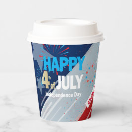 4. Juli American USA Flag Herz Flag Fireworks Pappbecher