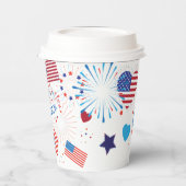 4. Juli American USA Flag Herz Flag Fireworks Pappbecher (Links)