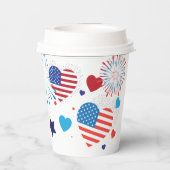 4. Juli American USA Flag Herz Flag Fireworks Pappbecher (Rückseite)