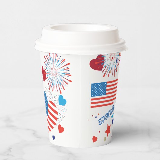 4. Juli American USA Flag Herz Flag Fireworks Pappbecher (Rechts)