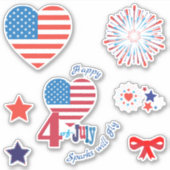 4. Juli American USA Flag Herzstar Patriotic Aufkleber (Vorderseite)