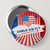 4. Juli American USA Flag Herzstück Personalisiert Button (Vorne & Hinten)