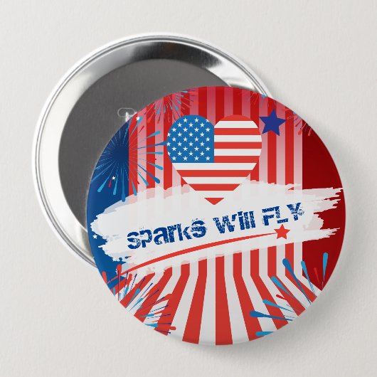 4. Juli American USA Flag Herzstück Personalisiert Button (Vorne & Hinten)