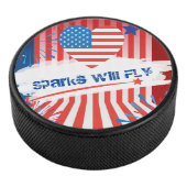 4. Juli American USA Flag Herzstück Personalisiert Eishockey Puck (3/4)