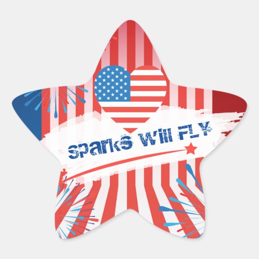 4. Juli American USA Flag Herzstück Personalisiert Stern-Aufkleber (Vorderseite)