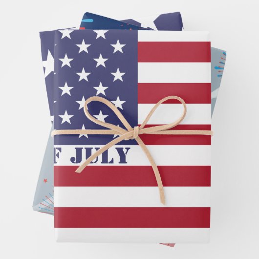 4. Juli American USA Flag Patriotic Geschenkpapier Set (Beispiel)