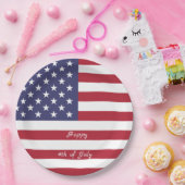 4. Juli American USA Flag Patriotic Pappteller (Party)