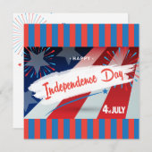 4. Juli American USA Flag Personalize Einladung (Vorne/Hinten)