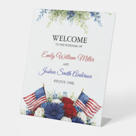 4. Juli-Americana-Hochzeitsbegrüßung Sockelschild