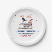 4. Juli Amerika 250. Adler-Jet-Kampfflugzeug Pappteller (Vorderseite)