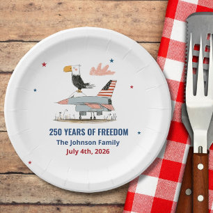 4. Juli Amerika 250. Adler-Jet-Kampfflugzeug Pappteller