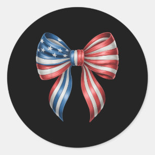 4. Juli Amerika Coquette Bow US-Flagge unabhängig Runder Aufkleber