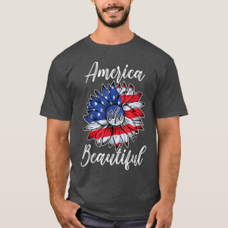 4. Juli Amerika Sonnenblume USA Patriotisches Amer T-Shirt