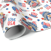 4. Juli Amerika Unabhängigkeit Frau Gnome Geschenkpapier (Rolleneckpunkt)