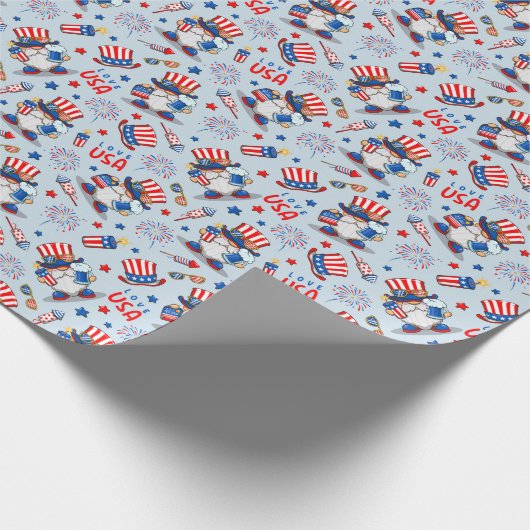 4. Juli Amerika Unabhängigkeit mit Gnome Celebr Geschenkpapier (Ecke)