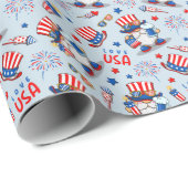 4. Juli Amerika Unabhängigkeit mit Gnome Celebr Geschenkpapier (Rolleneckpunkt)