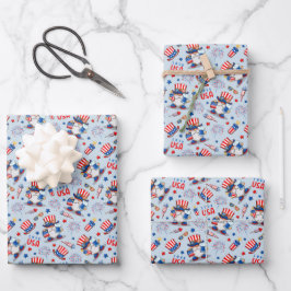 4. Juli Amerika Unabhängigkeit mit Gnome Celebr Geschenkpapier Set