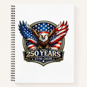 4. Juli Amerikanische Flagge Adler Vintage 250 Jah Notizblock
