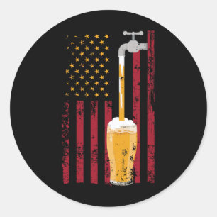 4. Juli Amerikanische Flagge Bierbrauen Runder Aufkleber
