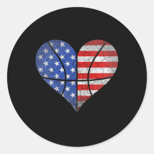 4. Juli Amerikanische Flagge Bysketbyll Heart Usa  Runder Aufkleber