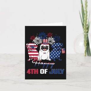 4. Juli Amerikanische Flagge Drei Rot-Weiß-Mops Bl Karte