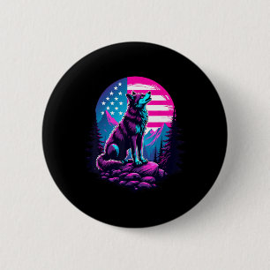 4. Juli Amerikanische Flagge Howling Wolf unter US Button