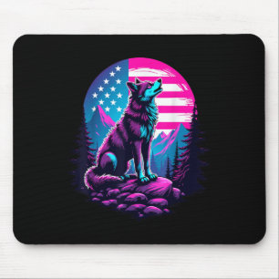 4. Juli Amerikanische Flagge Howling Wolf unter US Mousepad