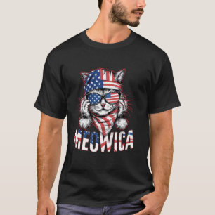 4. Juli Amerikanische Flagge Katze Unabhängigkeits T-Shirt
