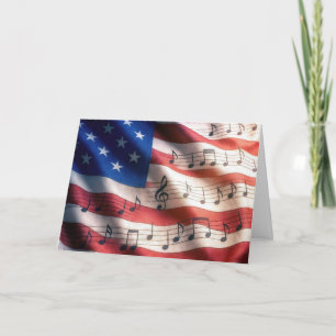 4. Juli Amerikanische Flagge mit musikalischen Bem Karte