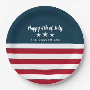 4. Juli Amerikanische Flagge Personalisiertes Part Pappteller