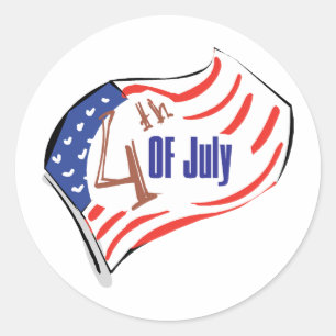 4. Juli Amerikanische Flagge Runder Aufkleber