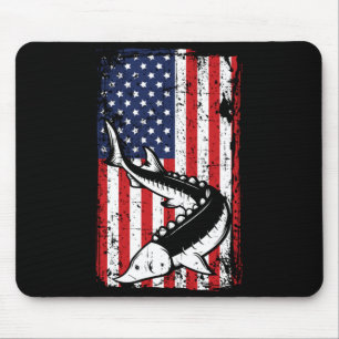 4. Juli Amerikanische Flagge Störfischen Vater Mousepad