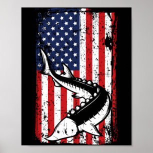 4. Juli Amerikanische Flagge Störfischen Vater Poster