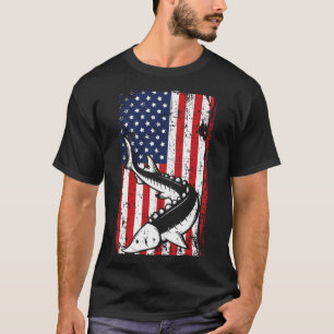 4. Juli Amerikanische Flagge Störfischen Vater T-Shirt