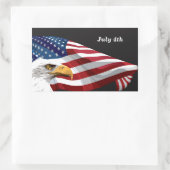 4. Juli Amerikanische Flagge und Adler Rechteckiger Aufkleber (Tasche)