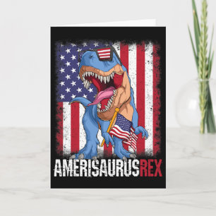 4. Juli Amerikanische Flagge USA Dino Amerisaurus Karte