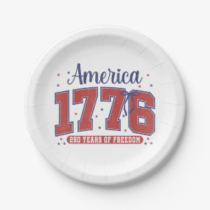 4. Juli Amerikanische Flagge Vintage 250 Jahre 177 Pappteller