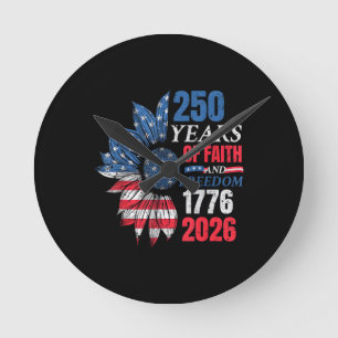 4. Juli Amerikanische Flagge Vintage 250 Jahre 177 Runde Wanduhr