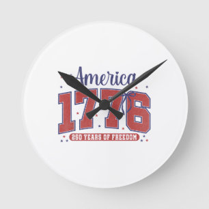 4. Juli Amerikanische Flagge Vintage 250 Jahre 177 Runde Wanduhr
